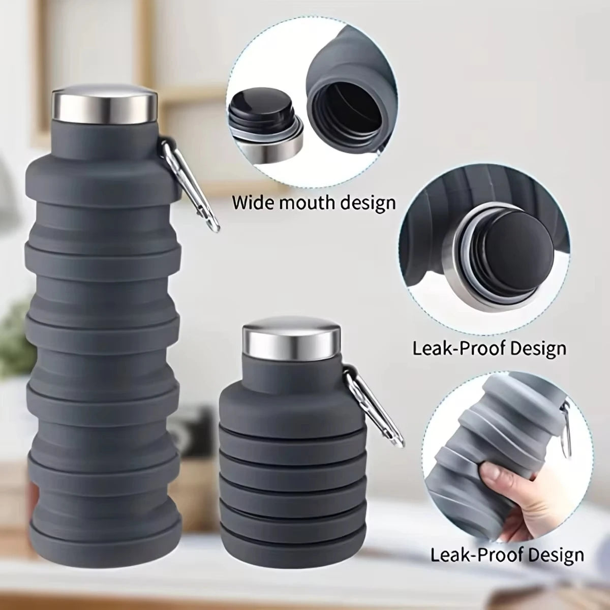 1pc Collapsible Water Bottle, Reuseable BPA Free Silicone Foldable Bottles Portable Hiking Cup For Outdoor Mountaineering Tours DailyAlertDeals