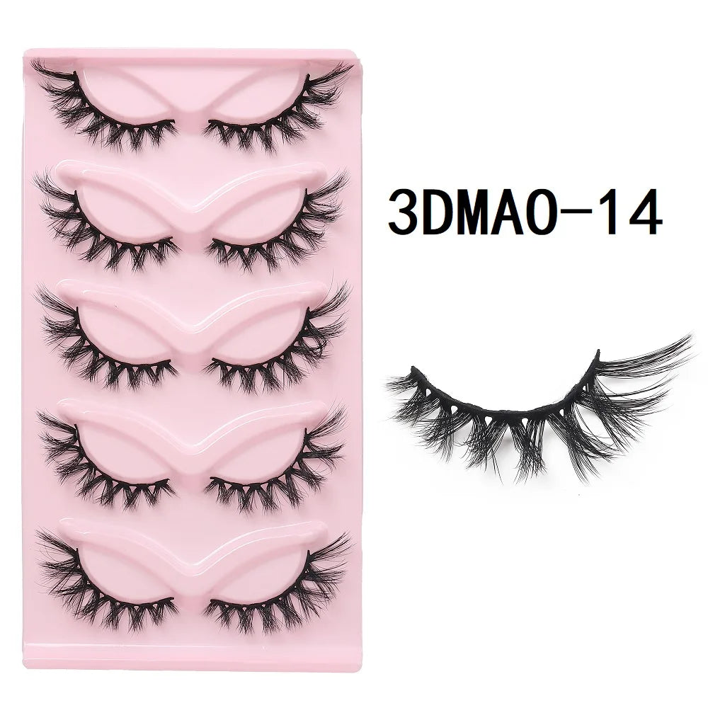 HBZGTLAD Cat eye Eyelashes 3D Natural False Lashes Fluffy Soft Cross 5 pairs Manga Lashes Wispy Natural Eyelash Extension Makeup DailyAlertDeals 5pairs-MA014