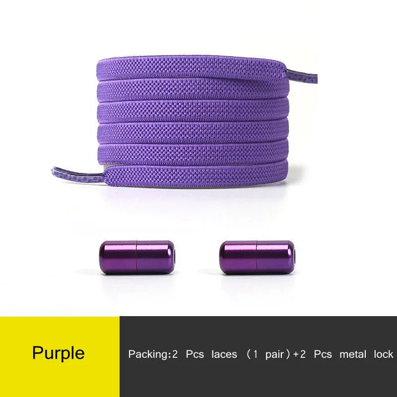 1Pair Multicolor Lock Elastic Sneaker Laces For Kids Adults and Elderly No Tie Shoelaces Quick Elastic Athletic Running Shoelace  DailyAlertDeals Purple China