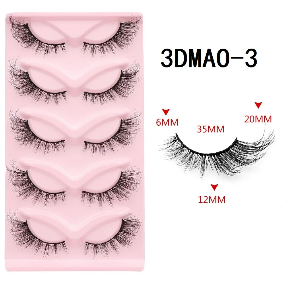 HBZGTLAD Cat eye Eyelashes 3D Natural False Lashes Fluffy Soft Cross 5 pairs Manga Lashes Wispy Natural Eyelash Extension Makeup DailyAlertDeals 5pairs-MA03
