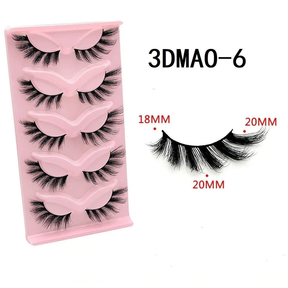 HBZGTLAD Cat eye Eyelashes 3D Natural False Lashes Fluffy Soft Cross 5 pairs Manga Lashes Wispy Natural Eyelash Extension Makeup DailyAlertDeals 5pairs-MA06