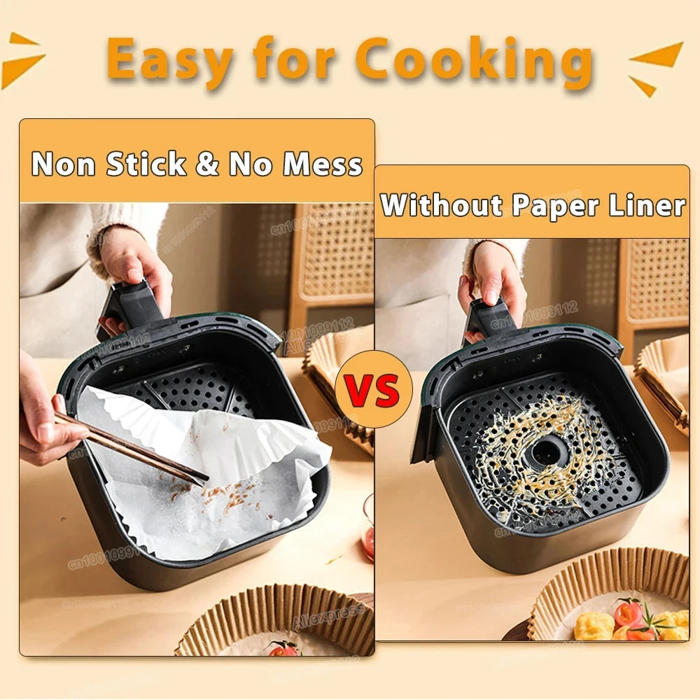 50/100Pcs Air Fryer Disposable Paper Non-Stick Airfryer Baking Papers Round Air-Fryer Paper Liners Paper Kitchen Accessories DailyAlertDeals