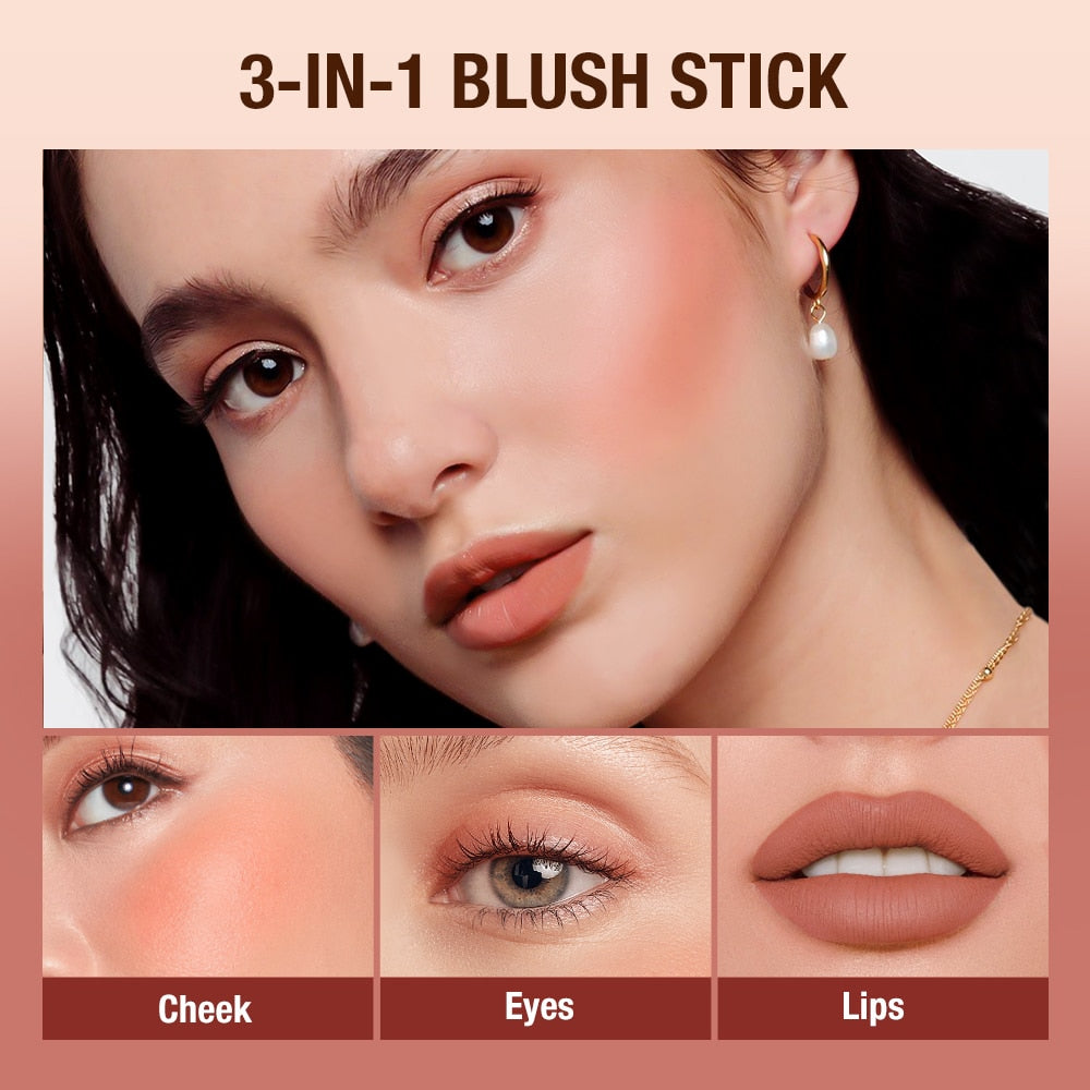 O.TWO.O Lipstick Blush Stick 3-in-1 Eyes Cheek and Lip Tint Buildable Waterproof Lightweight Cream Multi Stick Makeup for Women 0 DailyAlertDeals