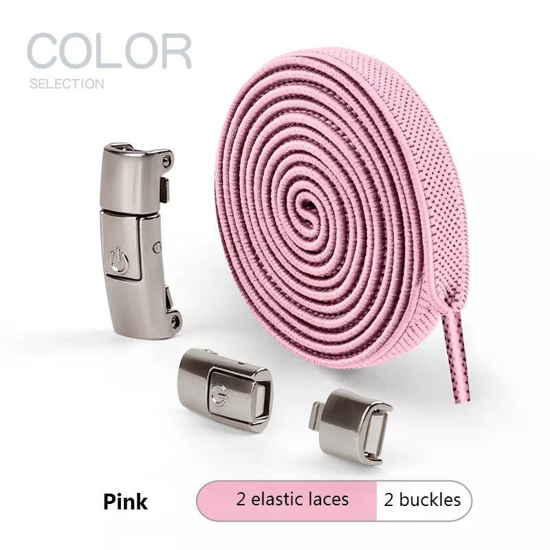 2022 No Tie Shoe laces Press Lock Shoelaces without ties Elastic Laces Sneaker Kids Adult 8MM Widened Flat Shoelace for Shoes DailyAlertDeals Pink China