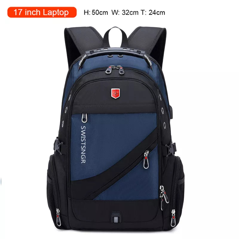 2023 Waterproof 17 Inch Laptop Backpack Men USB Charging Travel Backpack Women Oxford Rucksack Male Vintage School Bag Mochila DailyAlertDeals Navy Blue China