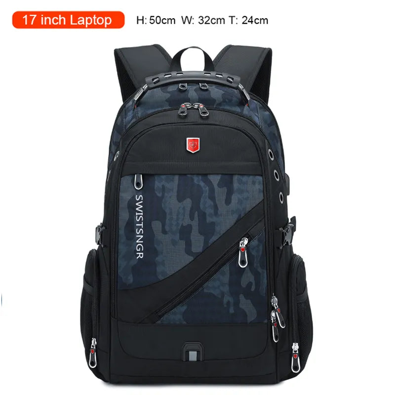2023 Waterproof 17 Inch Laptop Backpack Men USB Charging Travel Backpack Women Oxford Rucksack Male Vintage School Bag Mochila DailyAlertDeals Camouflage grey China