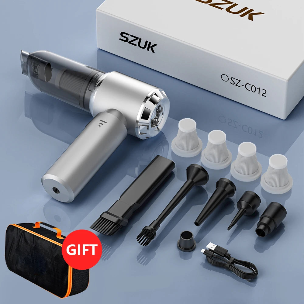 SZUK 180000PA Car Vacuum Cleaner Wireless Mini Handheld Strong Suction Cleaning Machine Portable Vacuum Cleaner for Car Home DailyAlertDeals Max 4hapa bag CHINA