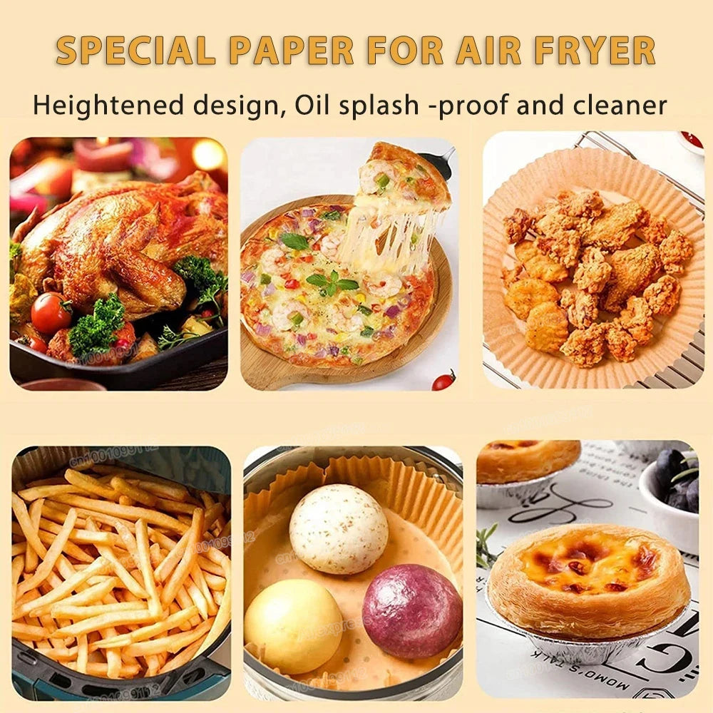 50/100Pcs Air Fryer Disposable Paper Non-Stick Airfryer Baking Papers Round Air-Fryer Paper Liners Paper Kitchen Accessories DailyAlertDeals