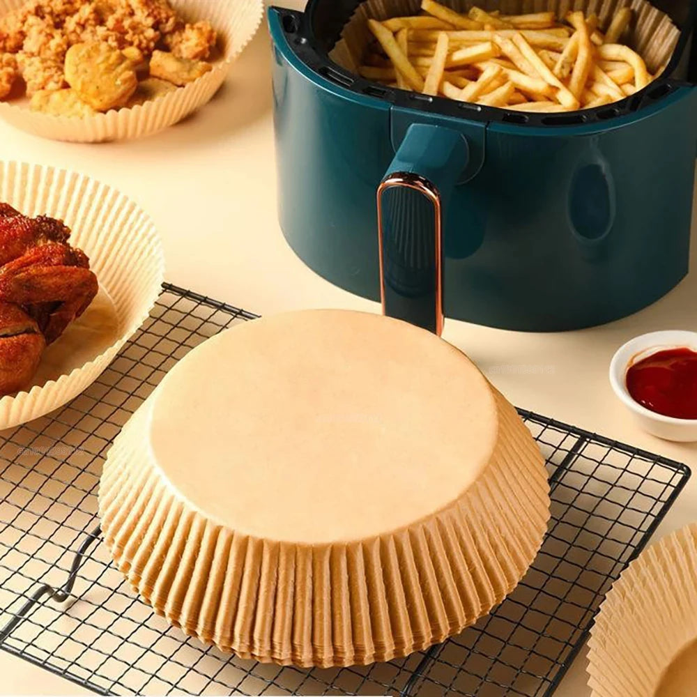 50/100Pcs Air Fryer Disposable Paper Non-Stick Airfryer Baking Papers Round Air-Fryer Paper Liners Paper Kitchen Accessories DailyAlertDeals