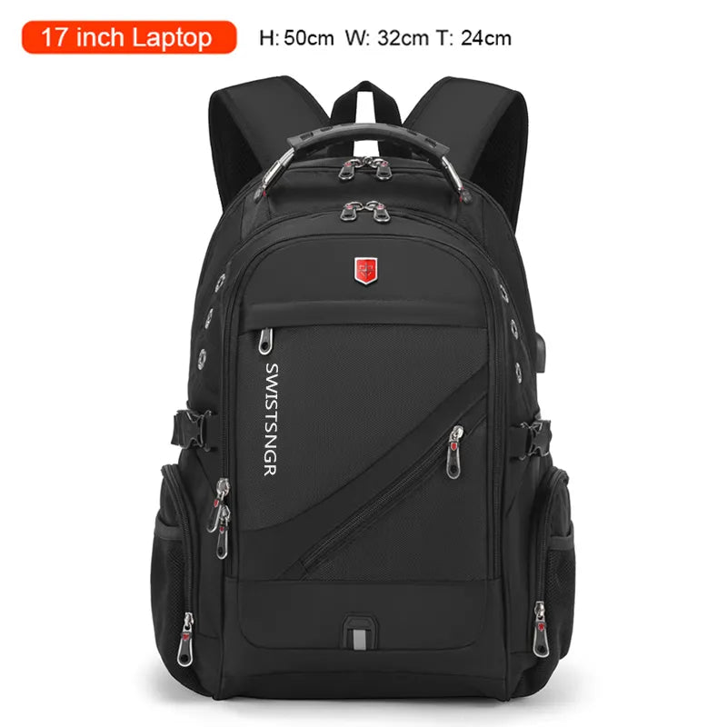 2023 Waterproof 17 Inch Laptop Backpack Men USB Charging Travel Backpack Women Oxford Rucksack Male Vintage School Bag Mochila DailyAlertDeals Black China