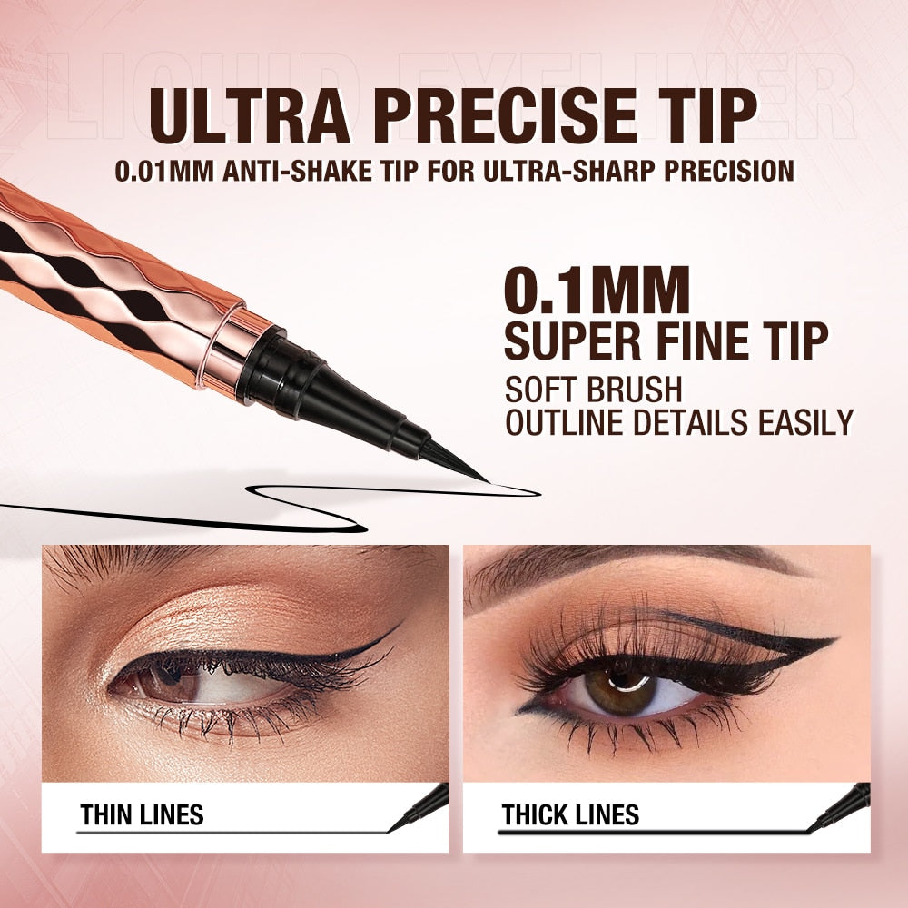 O.TWO.O Eyeliner Pencil Liquid Eye Liner Waterproof Smudge Proof Quick Drying 12 Hour Wear Ultra Fine Black Eyeliner for Arrows 0 DailyAlertDeals