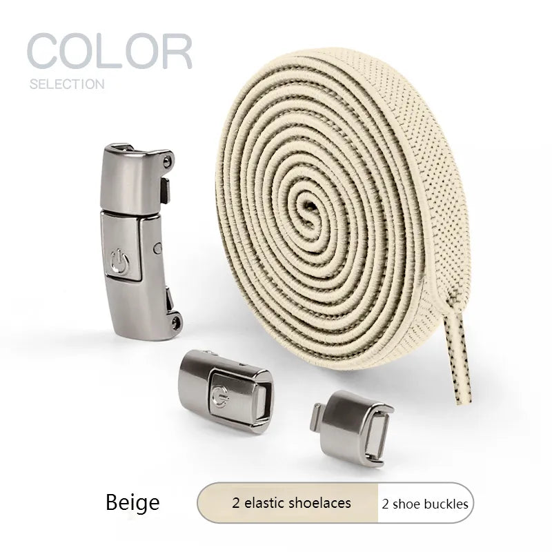 2022 No Tie Shoe laces Press Lock Shoelaces without ties Elastic Laces Sneaker Kids Adult 8MM Widened Flat Shoelace for Shoes DailyAlertDeals Beige China