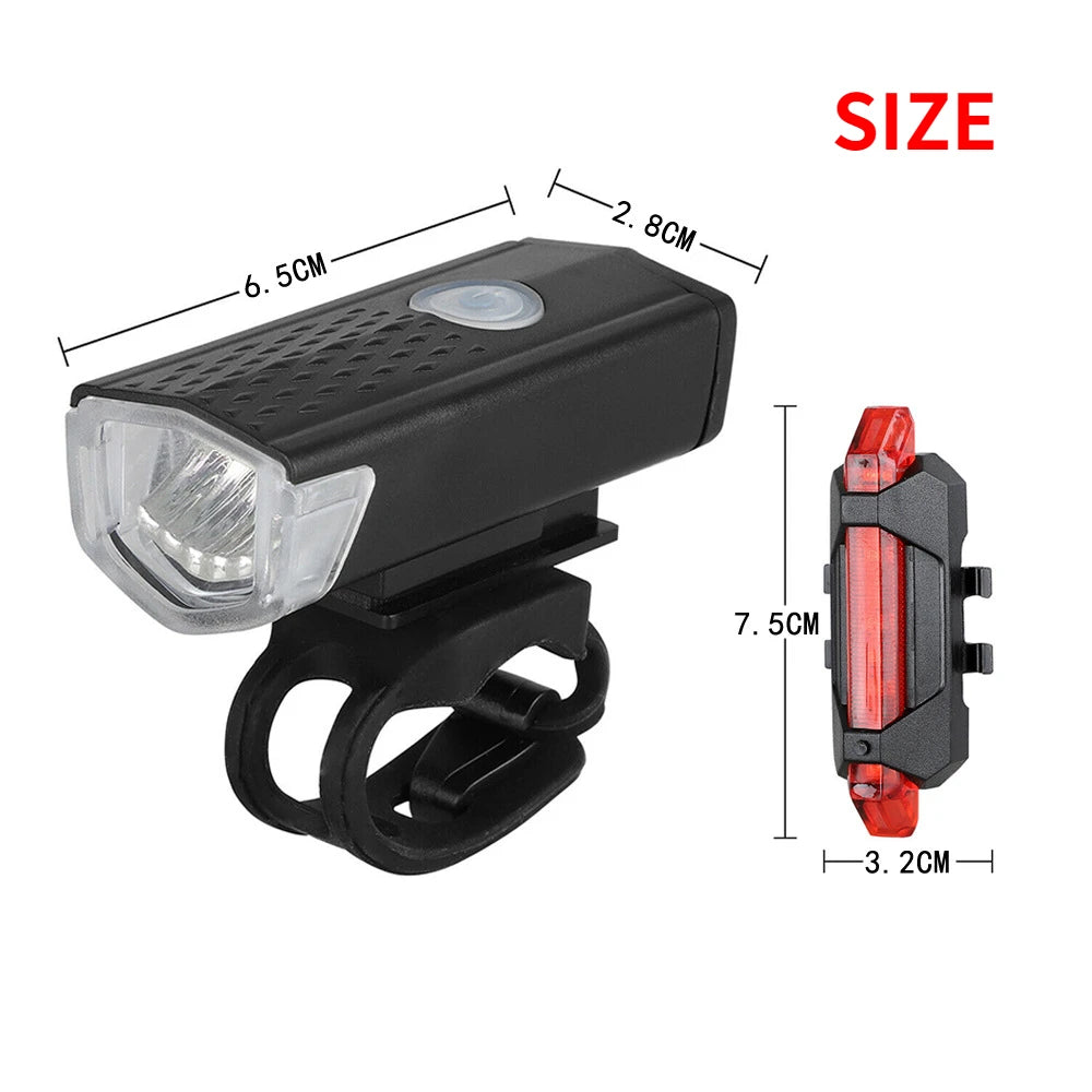 Bike Bicycle Light USB LED Rechargeable Set MTB Road Bike Front Back Headlight Lamp Flashlight Cycling Light Cycling Accessories DailyAlertDeals