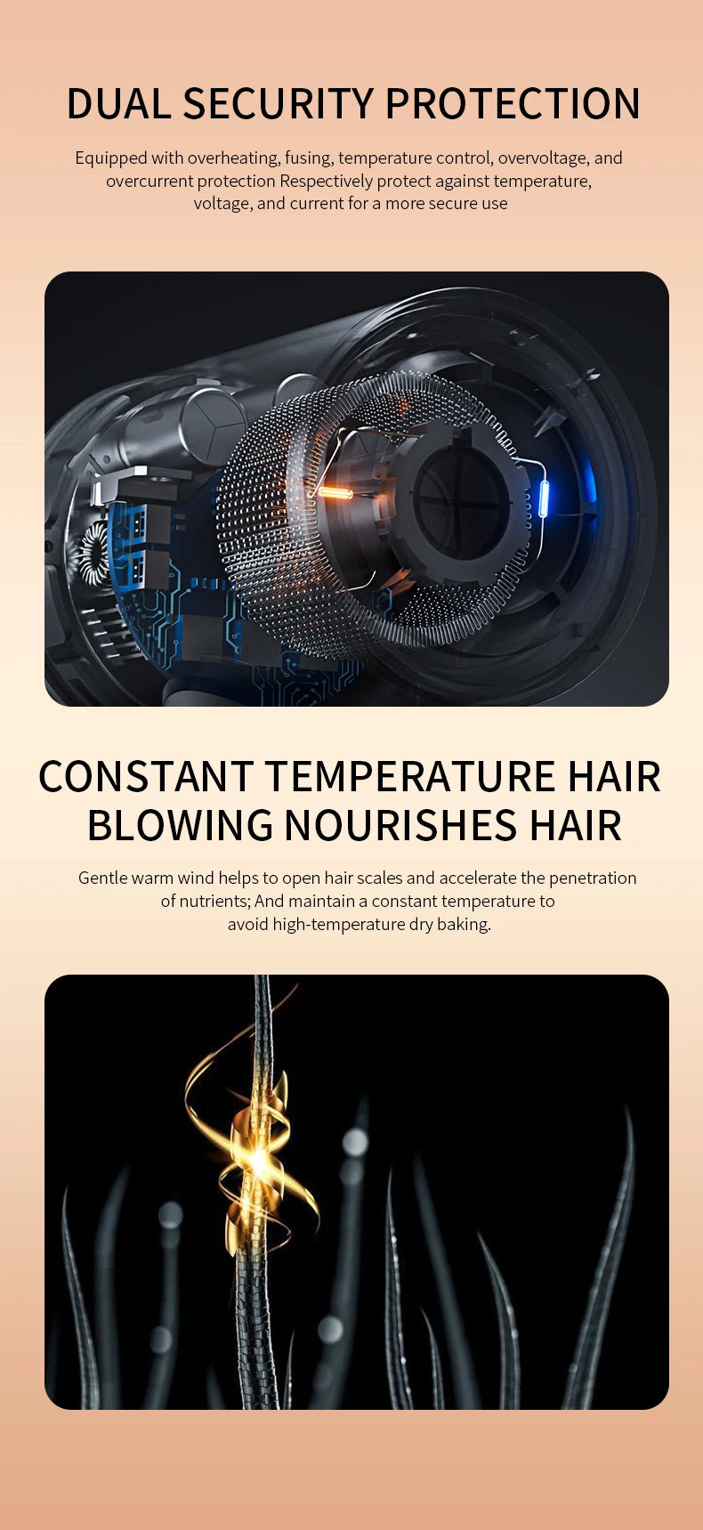 Hair Dryer, High-Speed Electric Turbine Airflow, Low Noise, Constant Temperature And Quick Drying, Suitable For Home Salons. DailyAlertDeals