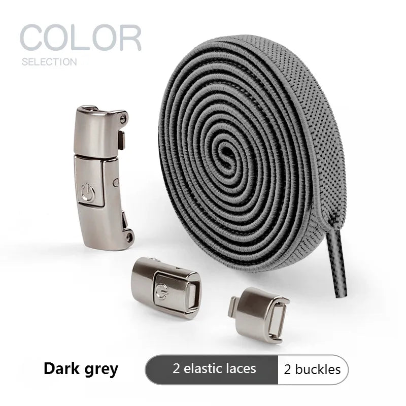 2022 No Tie Shoe laces Press Lock Shoelaces without ties Elastic Laces Sneaker Kids Adult 8MM Widened Flat Shoelace for Shoes DailyAlertDeals Dark grey China