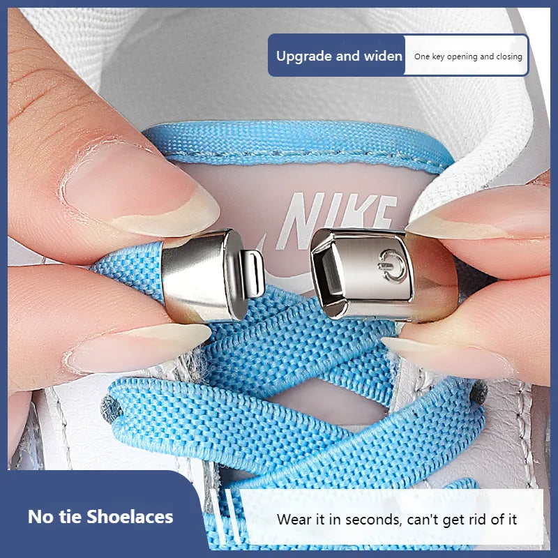 2022 No Tie Shoe laces Press Lock Shoelaces without ties Elastic Laces Sneaker Kids Adult 8MM Widened Flat Shoelace for Shoes DailyAlertDeals