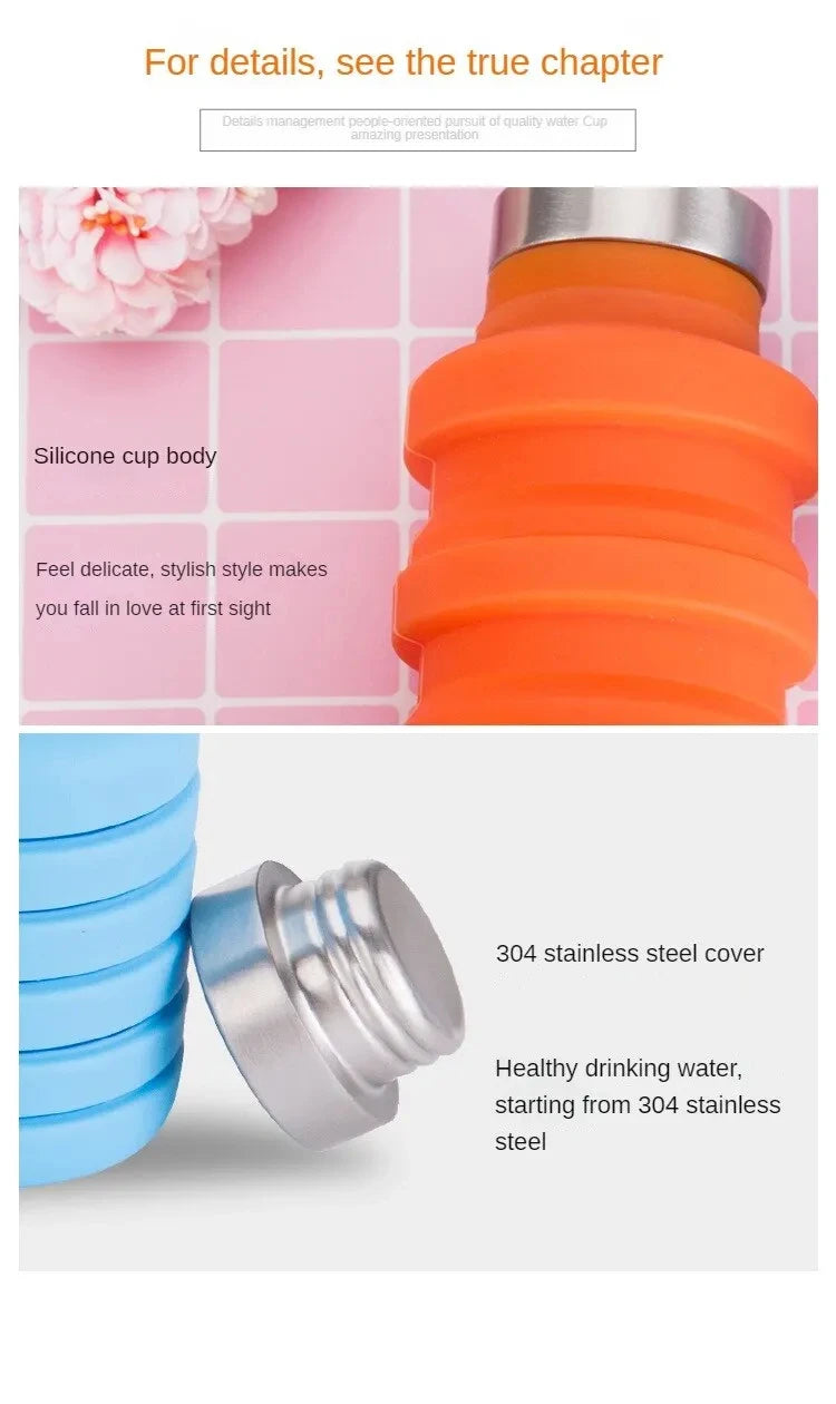 1pc Collapsible Water Bottle, Reuseable BPA Free Silicone Foldable Bottles Portable Hiking Cup For Outdoor Mountaineering Tours DailyAlertDeals