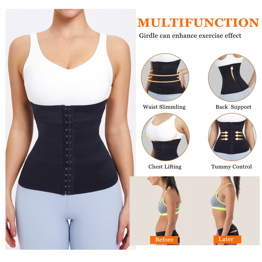 MISTHIN Latex Waist Trainer Double Belt Corset For Women Adjustable Corset Belly Reducing Fajas Girdle Firm Shaper 0 DailyAlertDeals