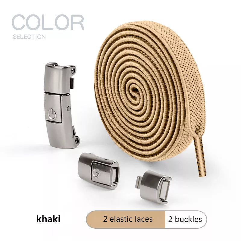 2022 No Tie Shoe laces Press Lock Shoelaces without ties Elastic Laces Sneaker Kids Adult 8MM Widened Flat Shoelace for Shoes DailyAlertDeals Khaki China