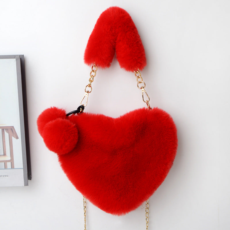 Love Bags Soft Plush Handbags Women Valentine's Day Party Bag Women fashion clothing Orange Felix