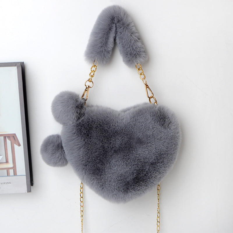 Love Bags Soft Plush Handbags Women Valentine's Day Party Bag Women fashion clothing Orange Felix