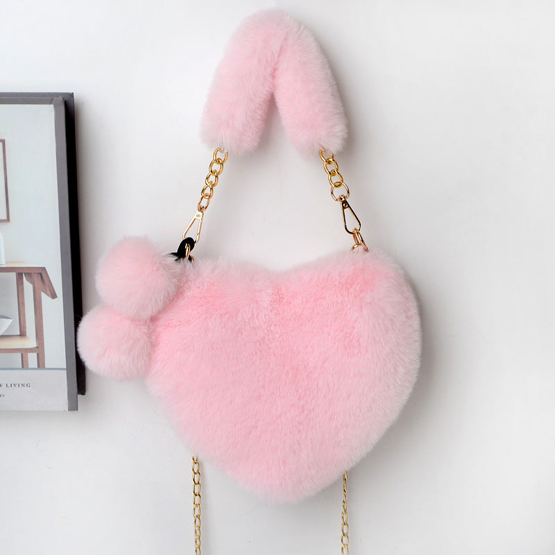 Love Bags Soft Plush Handbags Women Valentine's Day Party Bag Women fashion clothing Orange Felix Light pink