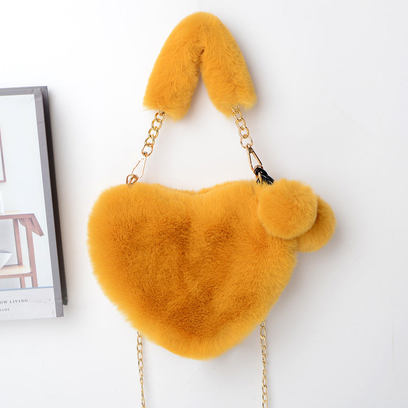 Love Bags Soft Plush Handbags Women Valentine's Day Party Bag Women fashion clothing Orange Felix