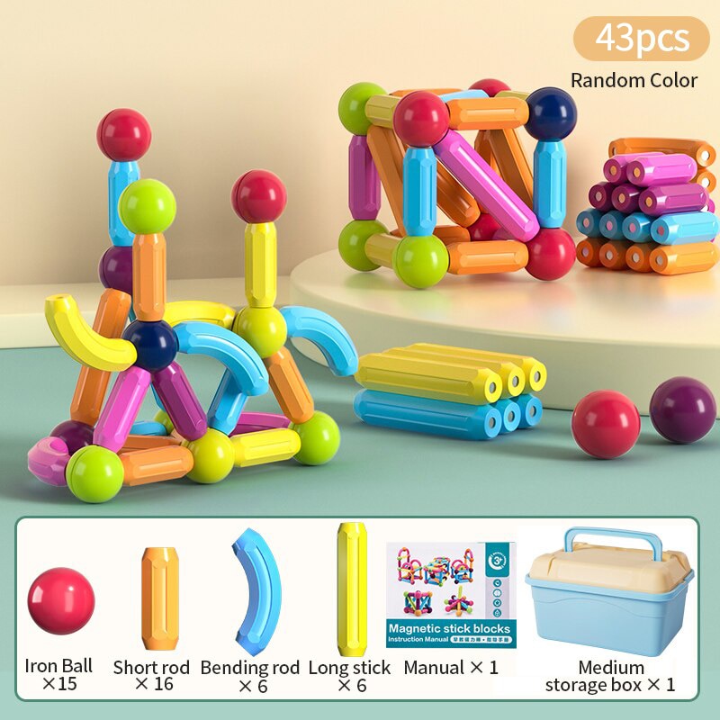 Kids Magnetic Construction Set Magnetic Balls Stick Building Blocks Montessori Educational Toys For Children Gift Montessori Educational Toys For Children Gift DailyAlertDeals 43PCS Russian Federation