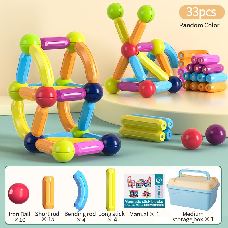 Kids Magnetic Construction Set Magnetic Balls Stick Building Blocks Montessori Educational Toys For Children Gift Montessori Educational Toys For Children Gift DailyAlertDeals 33PCS Russian Federation