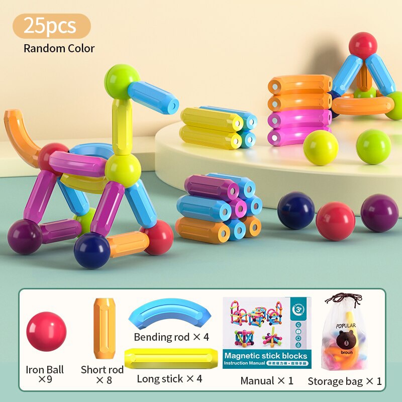 Kids Magnetic Construction Set Magnetic Balls Stick Building Blocks Montessori Educational Toys For Children Gift Montessori Educational Toys For Children Gift DailyAlertDeals 25PCS Russian Federation