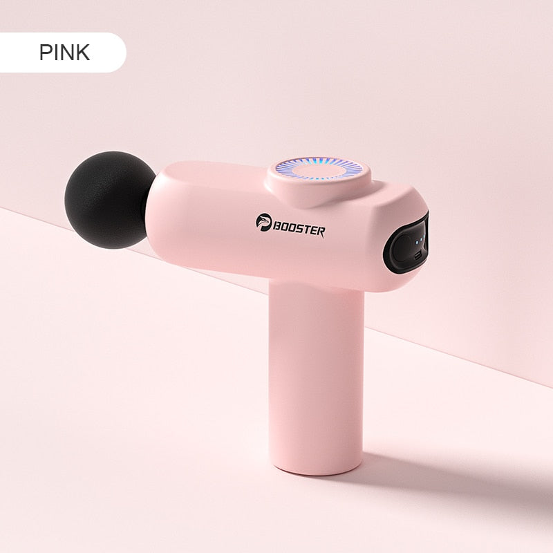 Booster Muscle Massage Gun MINI Massager Fascia Gun Back Massager Small Vibrator Muscle Relaxant Fitness Body Pain Relief muscle massager DailyAlertDeals Pink Type-C