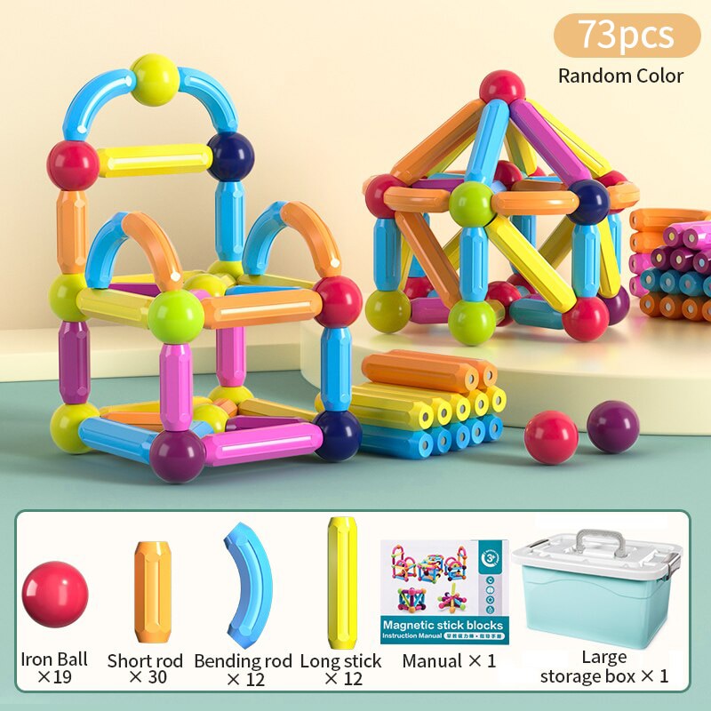 Kids Magnetic Construction Set Magnetic Balls Stick Building Blocks Montessori Educational Toys For Children Gift Montessori Educational Toys For Children Gift DailyAlertDeals 73PCS Russian Federation