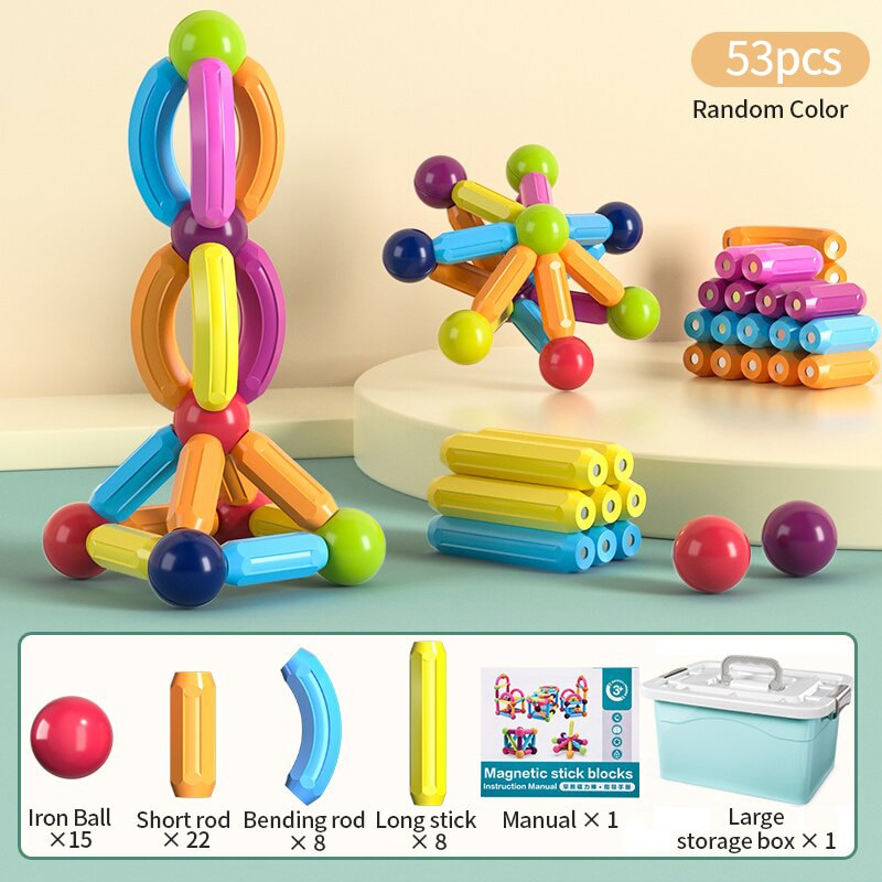 Kids Magnetic Construction Set Magnetic Balls Stick Building Blocks Montessori Educational Toys For Children Gift Montessori Educational Toys For Children Gift DailyAlertDeals 53PCS Russian Federation