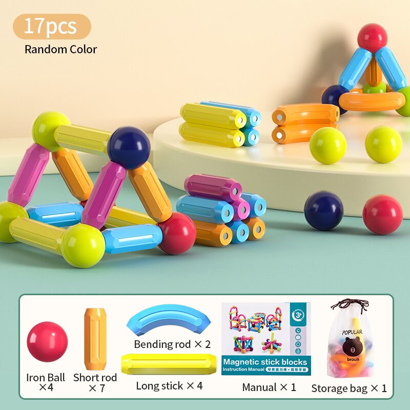 Kids Magnetic Construction Set Magnetic Balls Stick Building Blocks Montessori Educational Toys For Children Gift Montessori Educational Toys For Children Gift DailyAlertDeals 17PCS Russian Federation