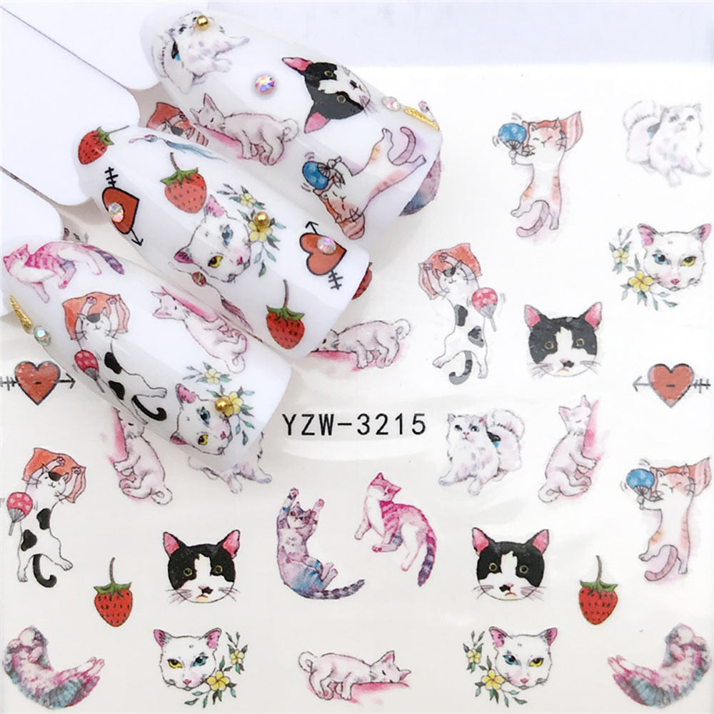 Nail Sticker Wolf Stickers Sliders For Nails Summer Full Nail Design Decorations Water Decals Animal Transfer Children's Slider nail art DailyAlertDeals YZW-3215