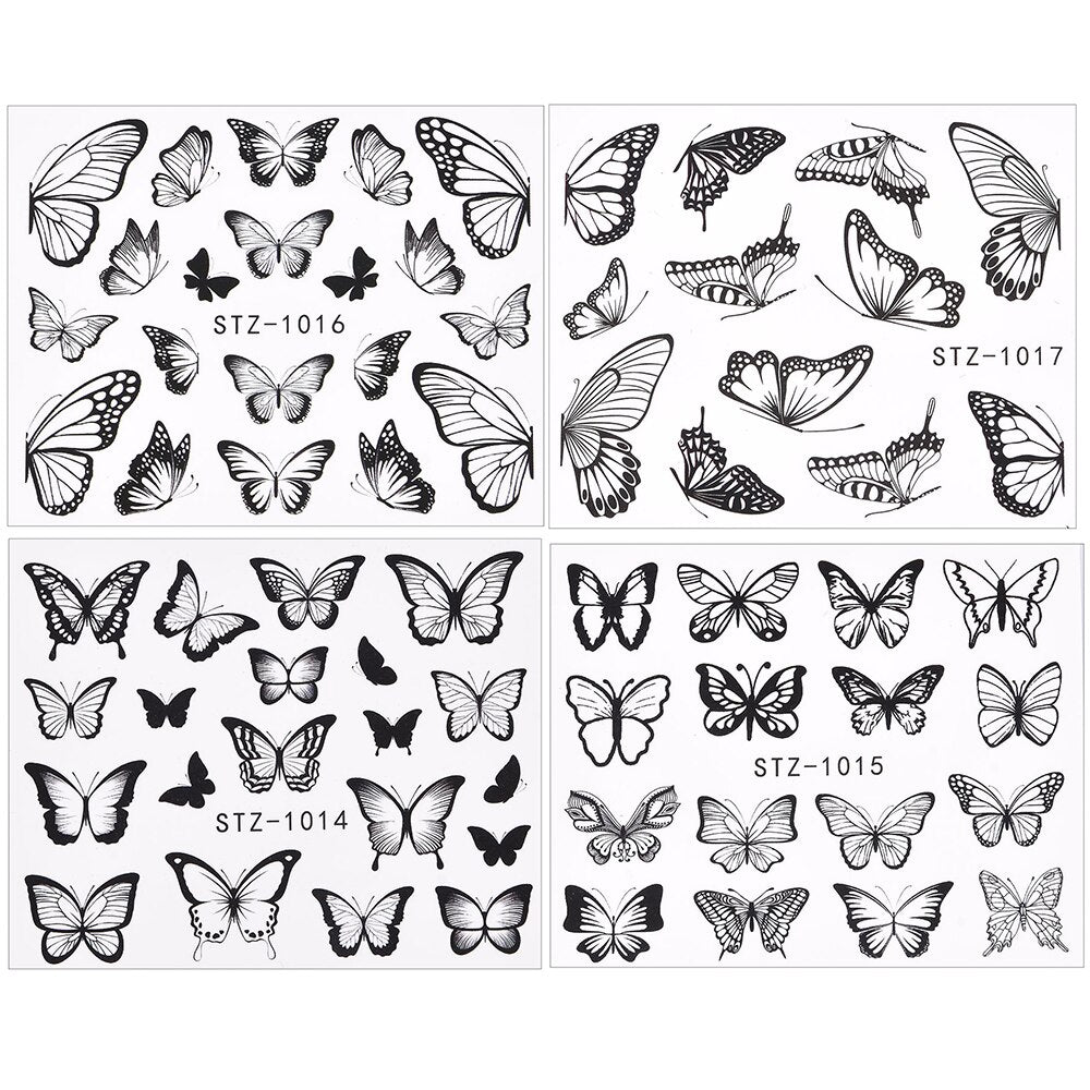 3D Watercolor Butterflies Sliders Nail Art Water Transfer Decal Sticker Blue Valentine's Day Nail Decoration Tattoo Manicure 0 DailyAlertDeals 4pcs TA609-612