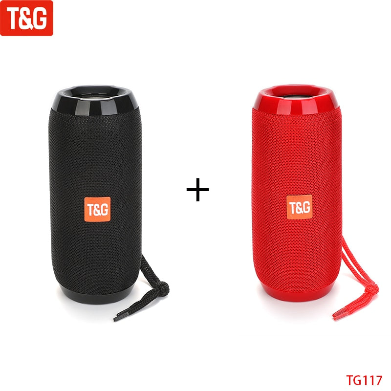 T&G TG117 Portable Bluetooth Speaker Wireless Bass Column Waterproof Outdoor Music Vibro Speakers TF Card Subwoofer Loudspeaker 0 DailyAlertDeals China Black Red Speaker