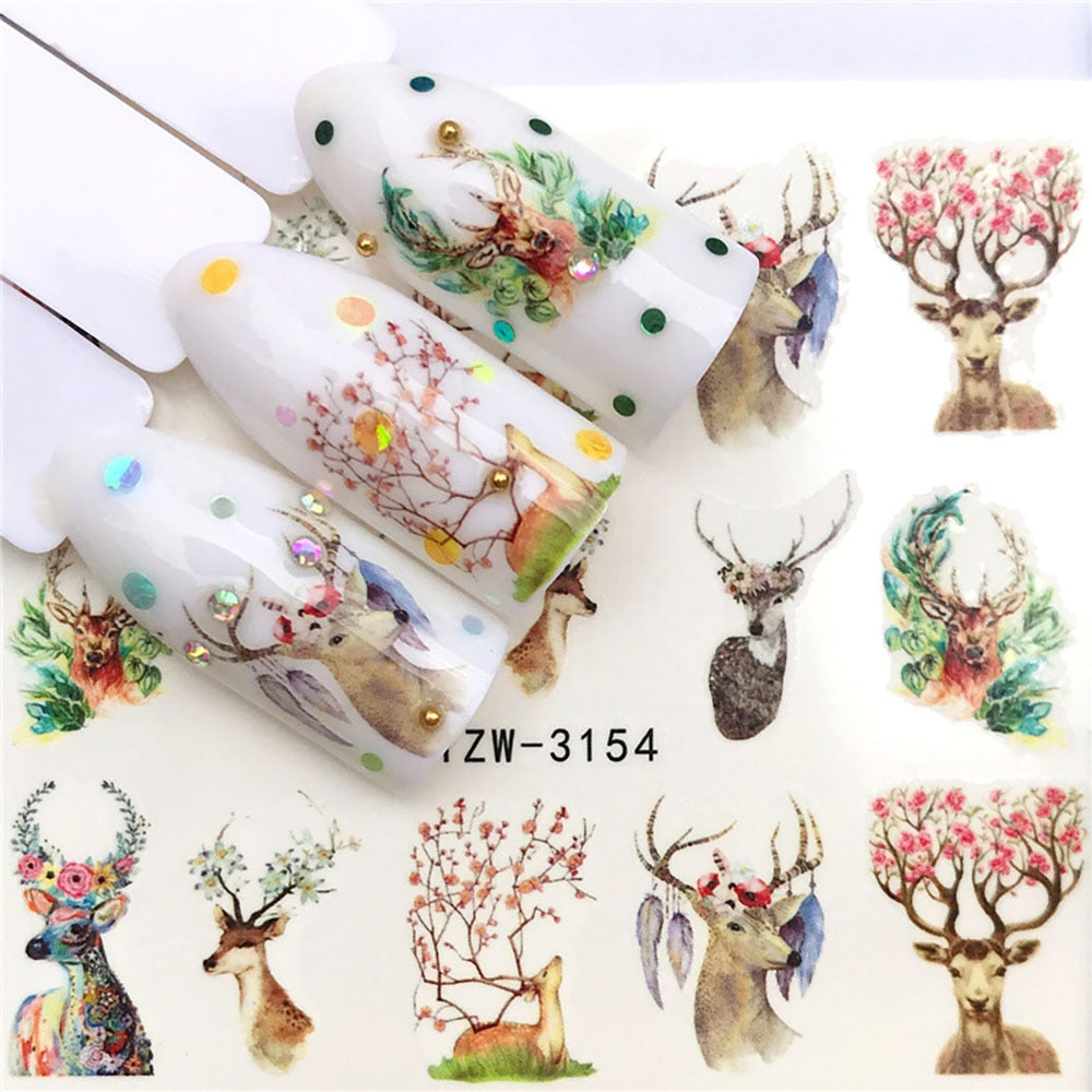 Nail Sticker Wolf Stickers Sliders For Nails Summer Full Nail Design Decorations Water Decals Animal Transfer Children's Slider nail art DailyAlertDeals YZW-3154