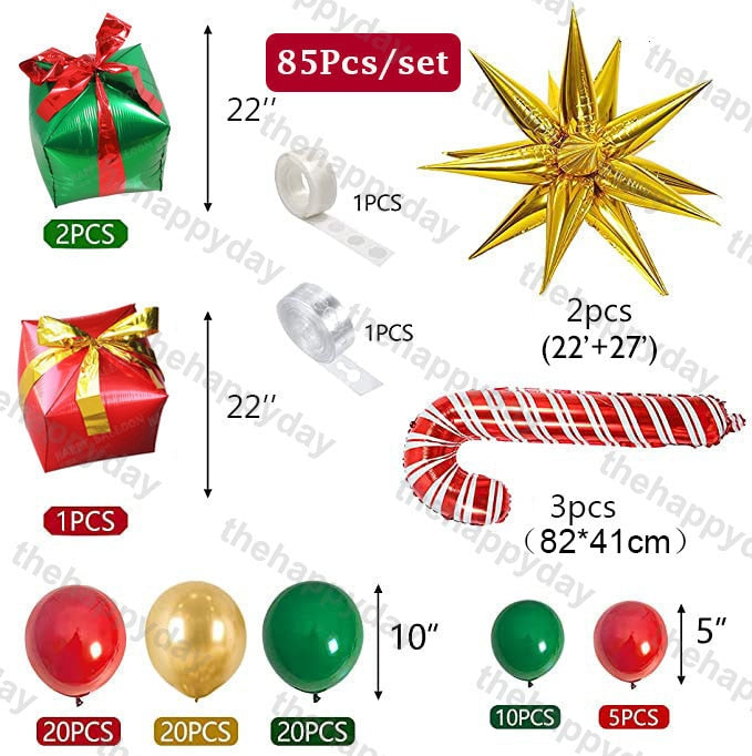Christmas Balloon Arch Green Gold Red Box Candy Balloons Garland Cone Explosion Star Foil Balloons Christmas Decoration Party Christmas Balloons DailyAlertDeals