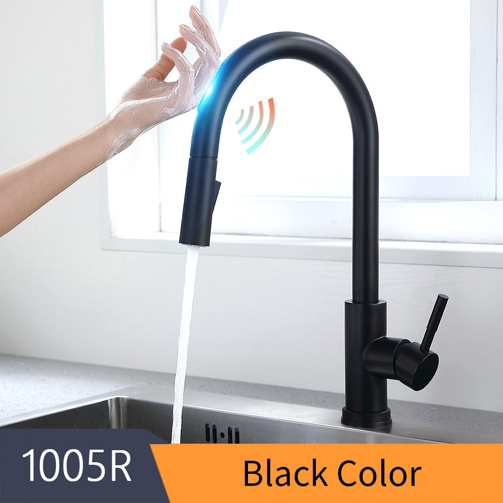Smart Touch Kitchen Faucets Crane For Sensor Kitchen Water Tap Sink Mixer Rotate Touch Faucet Sensor Water Mixer KH-1005 Smart Touch Kitchen Faucets DailyAlertDeals 1005-Black United States