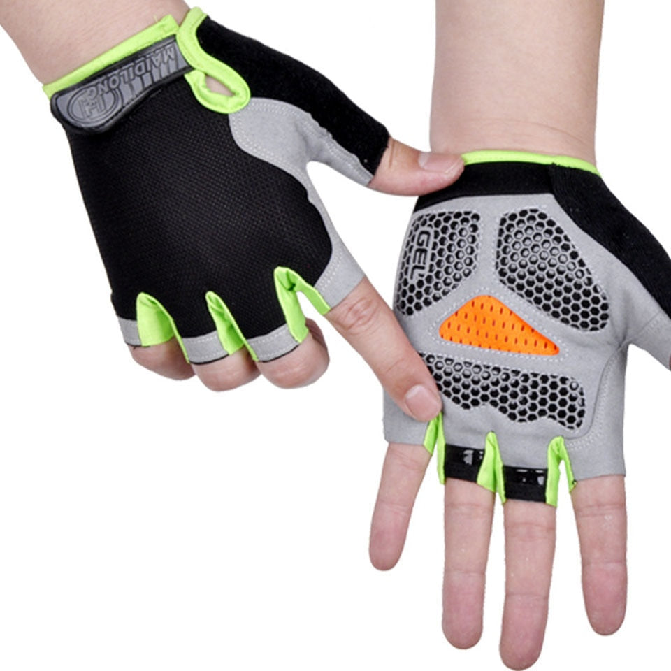 HOT Cycling Anti-slip Anti-sweat Men Women Half Finger Gloves Breathable Anti-shock Sports Gloves Bike Bicycle Glove Gloves DailyAlertDeals Type B--Green S