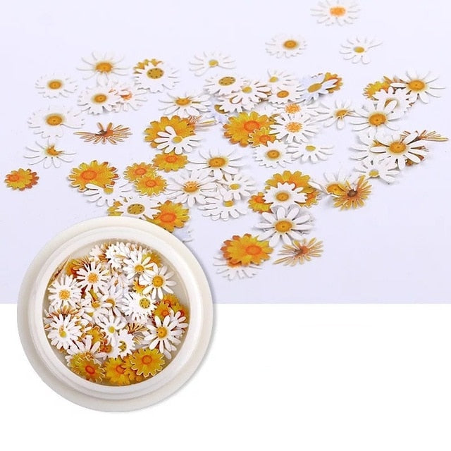 50pcs/box Nail Art Color mixed small Daisy Flower rose ultra-thin wood pulp patch DIY nail art jewelry nail art decoration 0 DailyAlertDeals 01