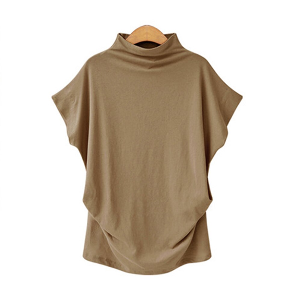 Jocoo Jolee Women Casual Turtleneck Short Batwing Sleeve Blouse Female Cotton Solid Oversized Tops Ladies Shirt 2020 Clothing DailyAlertDeals