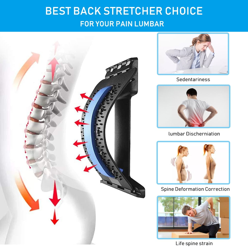 Multi-level Adjustable Back Massager Stretcher Waist Neck Stretch Fitness Lumbar Cervical Spine Support Pain Relief Relaxation back massager DailyAlertDeals