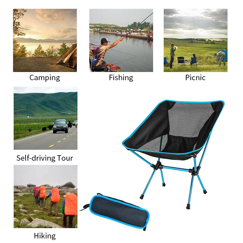 Detachable Portable Folding Moon Chair Outdoor Camping Chairs Beach Fishing Chair Ultralight Travel Hiking Picnic Seat Tools 0 DailyAlertDeals