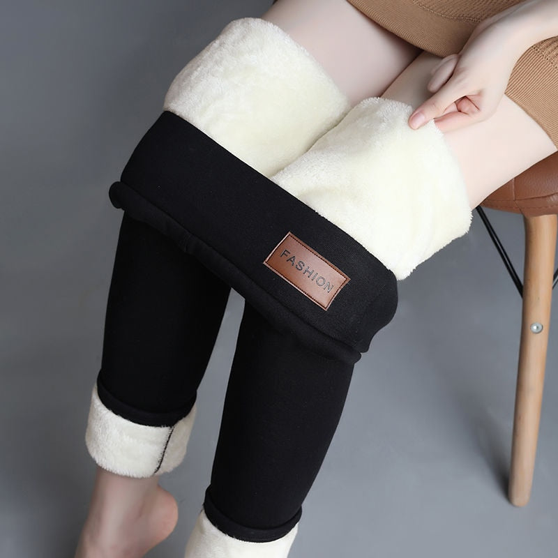 Winter Women Leggings Velvet Warm Pants Hight Waist Leggings Women Solid Color Legging Comfortable Keep Warm Stretchy Legging 0 DailyAlertDeals Fashion Black S
