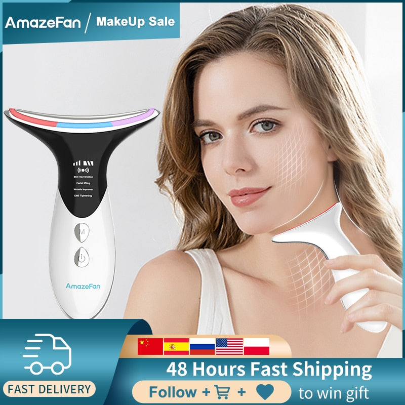 Neck Anti Wrinkle Face Lifting Beauty Device LED Photon Therapy Skin Care EMS Tighten Massager Reduce Double Chin WrinkleRemoval 0 DailyAlertDeals