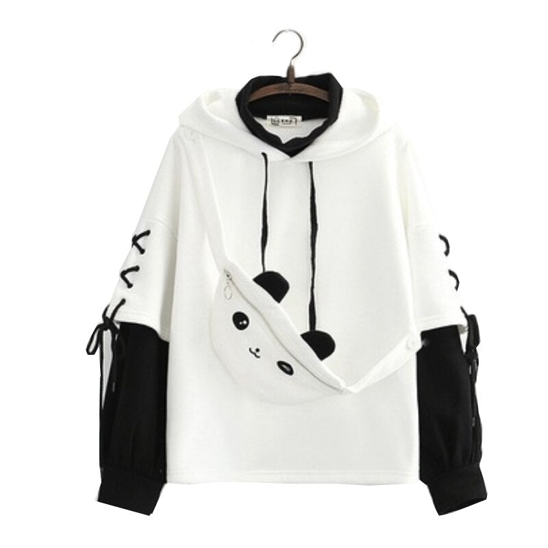 Kawaii Women Bear Hoodie with Bag Harajuku Lantern Sleeve Kpop Fashion Long Sleeve Winter Oversized Streetwear Hooded Clothes 0 DailyAlertDeals White S