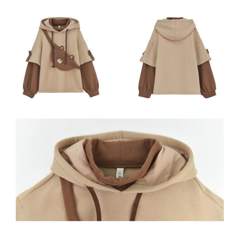 Kawaii Women Bear Hoodie with Bag Harajuku Lantern Sleeve Kpop Fashion Long Sleeve Winter Oversized Streetwear Hooded Clothes 0 DailyAlertDeals
