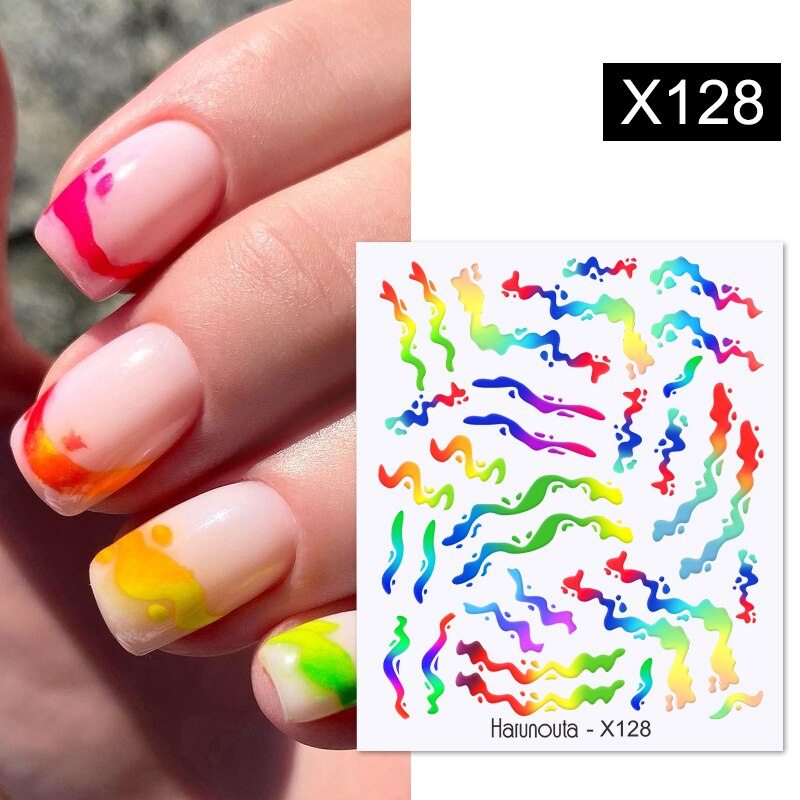 Harunouta Silver Black Geometric Textured Lines Stripe 3D Nail Sticker Flower Leaves Self Adhesive Transfer Sliders Paper 0 DailyAlertDeals X128